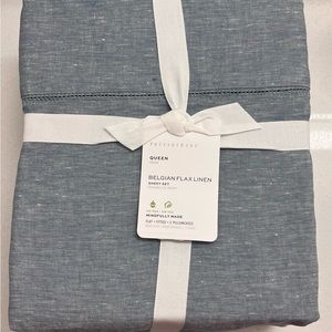 Pottery Barn Belgian Flax Linen Queen Sheet Set